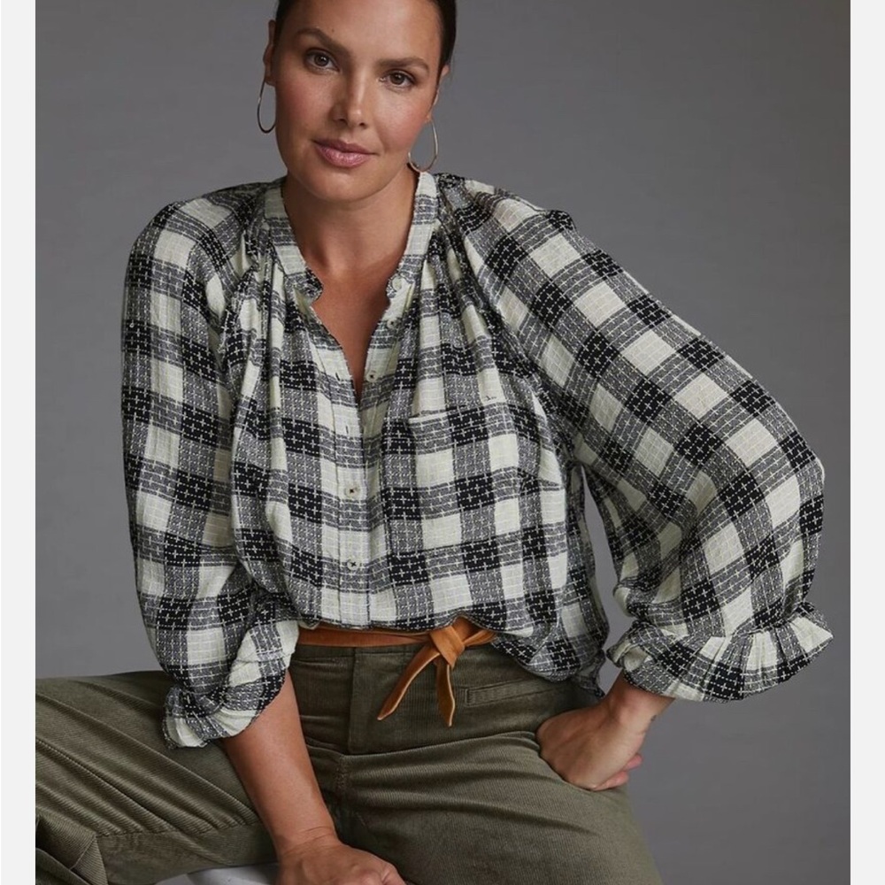Anthropologie Pilcro Plaid Blouse 1x